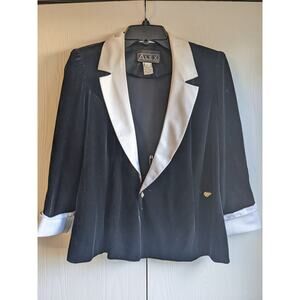 Alex Evenings Women's Long Sleeve Black White Cuffed Sleeve Blazer Size S
